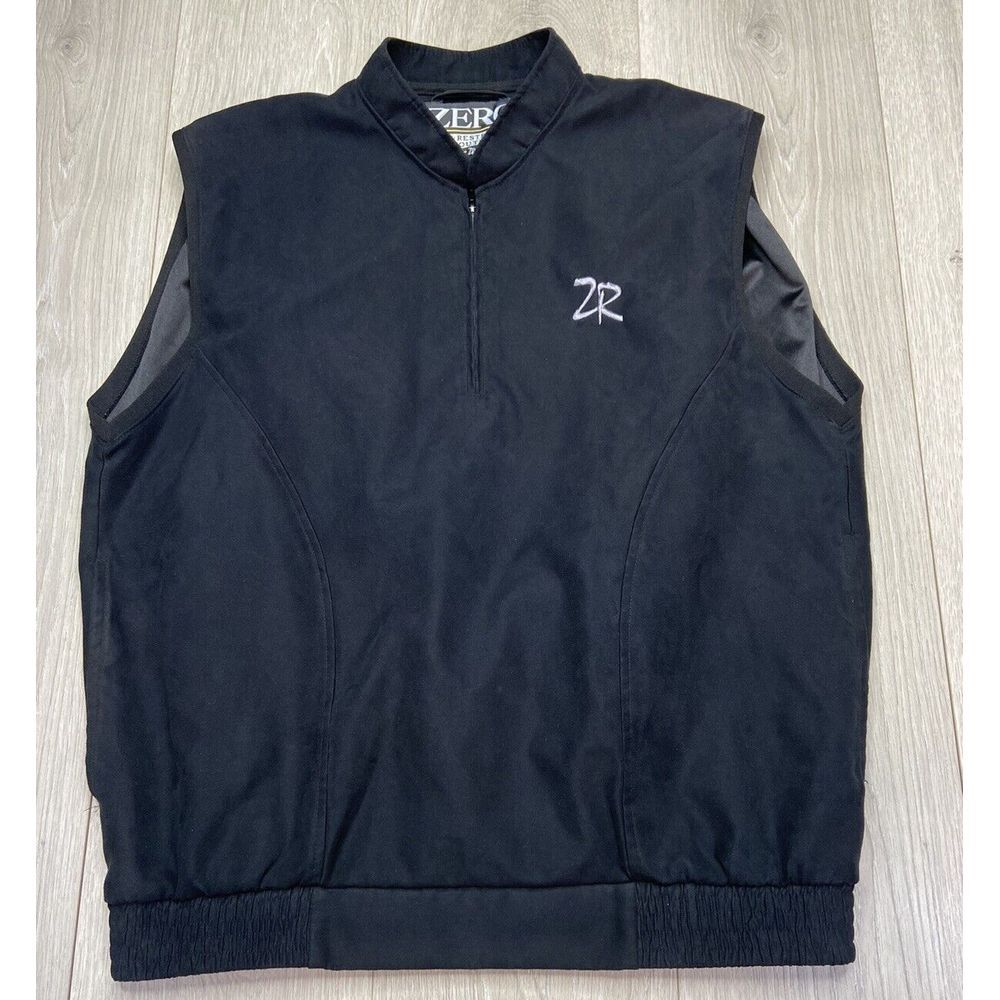 Zero Restriction Vest Men Medium Black Golf Pullover 1/4 Zip Faux Suede Light‎